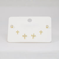 Set topos dorados y topos circón blanco vista 1