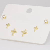 Set topos dorados y topos circón blanco vista 2