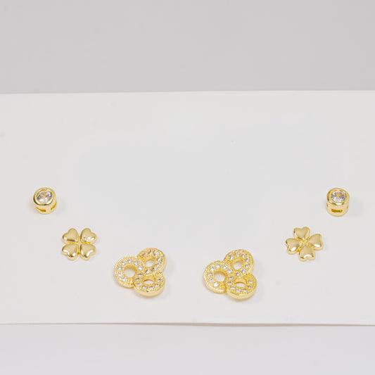 Set topos dorados flor circones