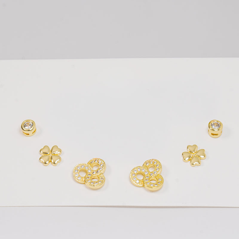 Set topos dorados flor circones