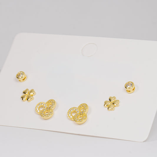 Set topos dorados flor circones