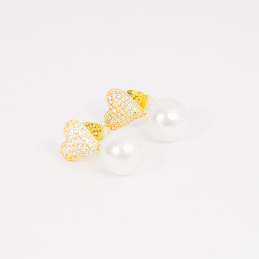 Arete corazón y perla
