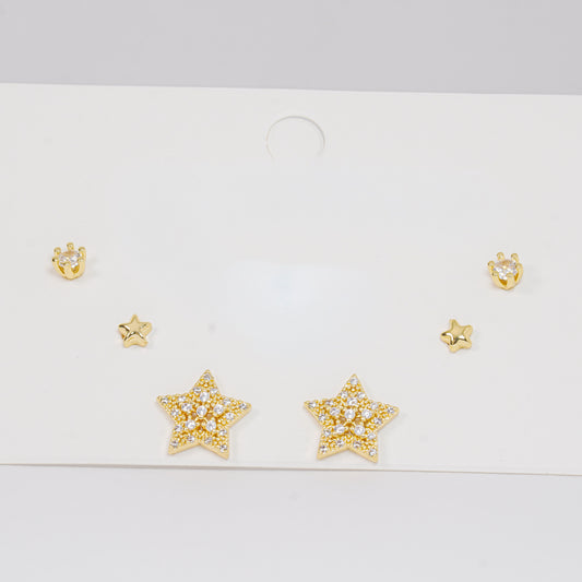Set topos dorados estrellas con circones