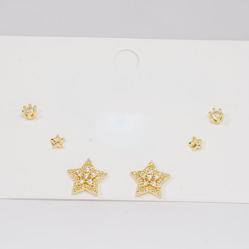 Set topos dorados estrellas con circones
