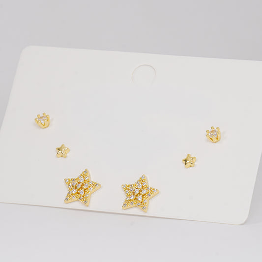 Set topos dorados estrellas con circones