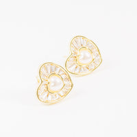 Aretes corazón  perla vista 2