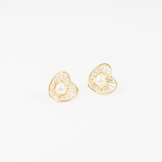 Aretes corazón  perla