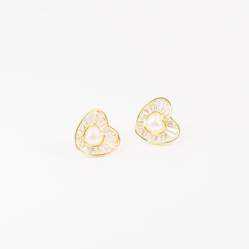 Aretes corazón  perla