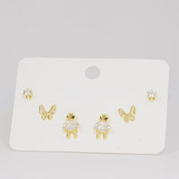 Set topos dorados oso y mariposa con circones vista 1