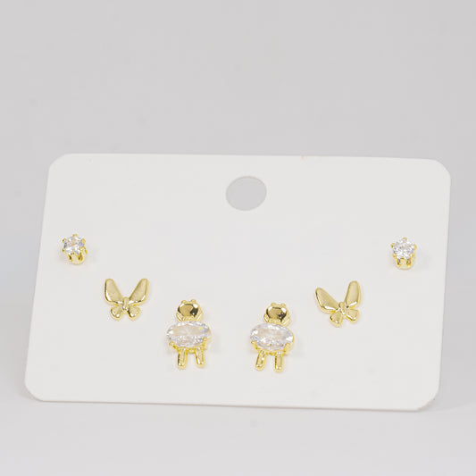 Set topos dorados oso y mariposa con circones