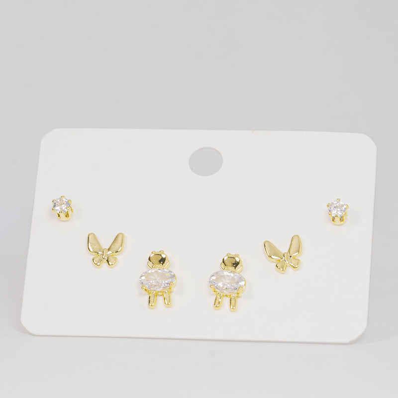 Set topos dorados oso y mariposa con circones
