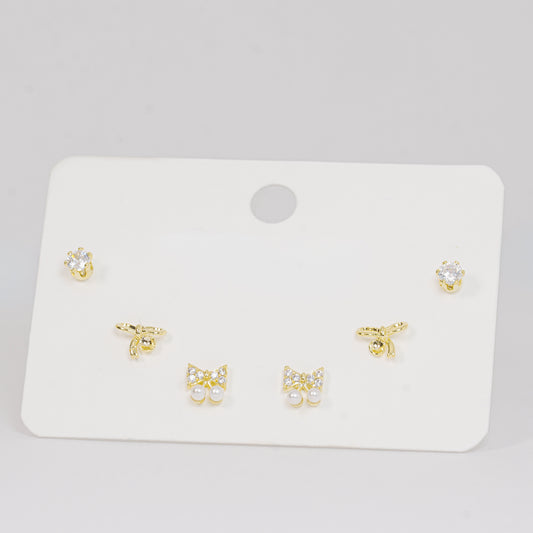 Set topos moño dorado con circones