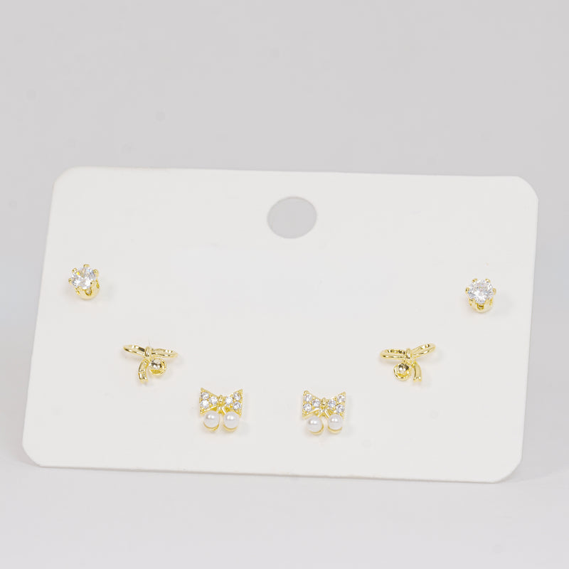 Set topos moño dorado con circones
