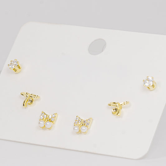 Set topos moño dorado con circones