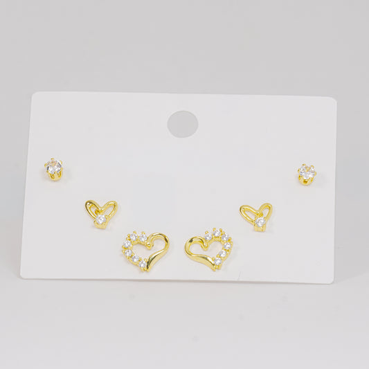 Set topos corazones dorados