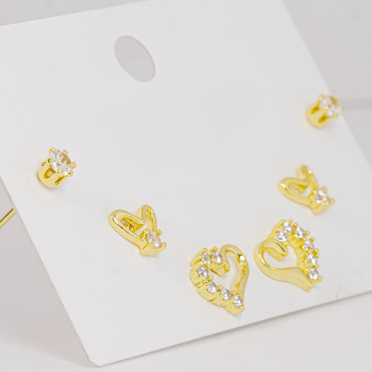 Set topos corazones dorados