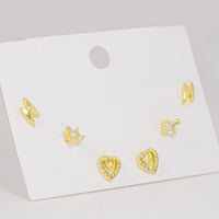 Set topos corazones dorados con circones vista 1