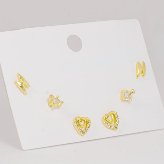 Set topos corazones dorados con circones
