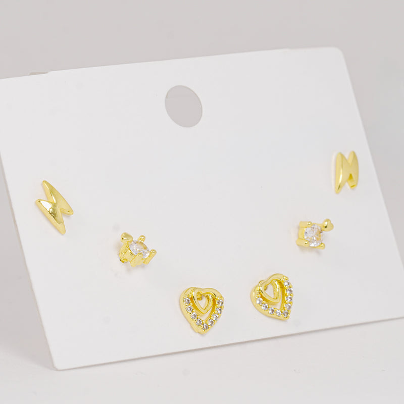 Set topos corazones dorados con circones