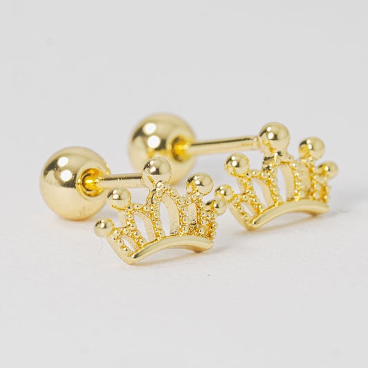Topos coronas delineadas doradas con circones