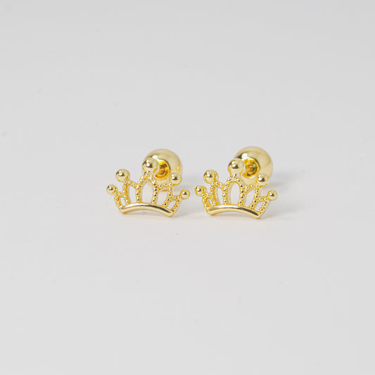 Topos coronas delineadas doradas con circones