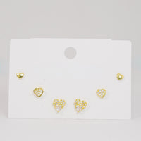 Set topos dorados corazones con circones vista 1