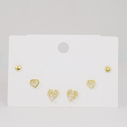 Set topos dorados corazones con circones