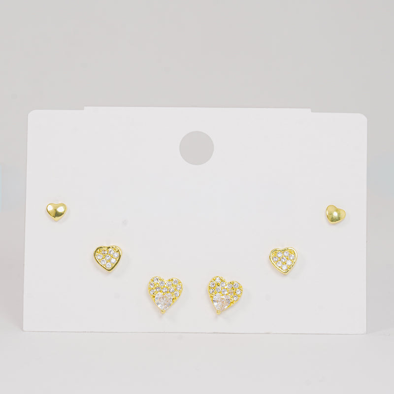Set topos dorados corazones con circones