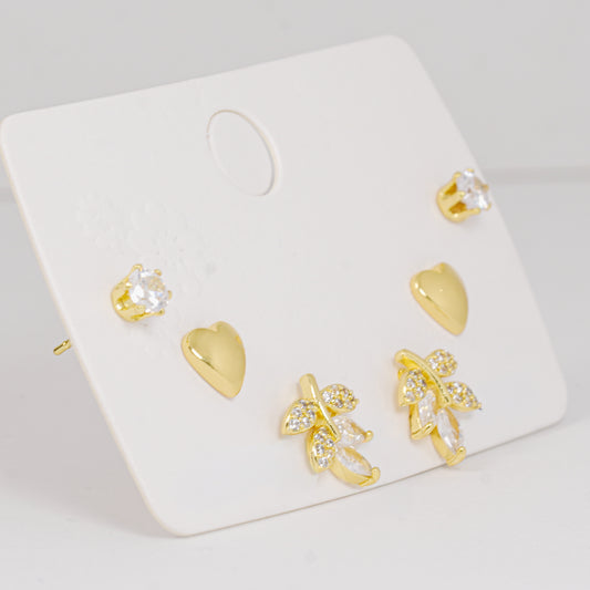 Set topos corazon dorado y hojas circones