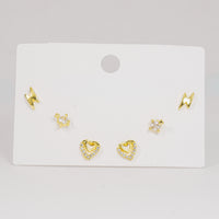 Set topos corazones dorados con circones vista 2
