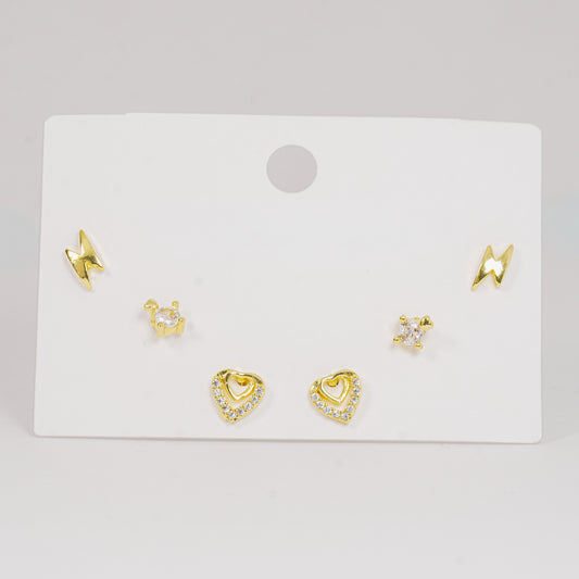 Set topos corazones dorados con circones