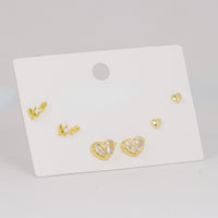 Set topos corazones dorados con circones vista 1