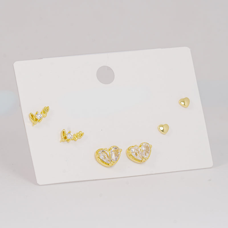 Set topos corazones dorados con circones
