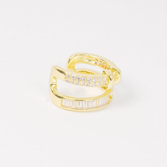 Earcuff Dorado Doble Cristal