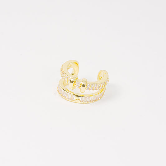 Earcuff Dorado Doble Cristal