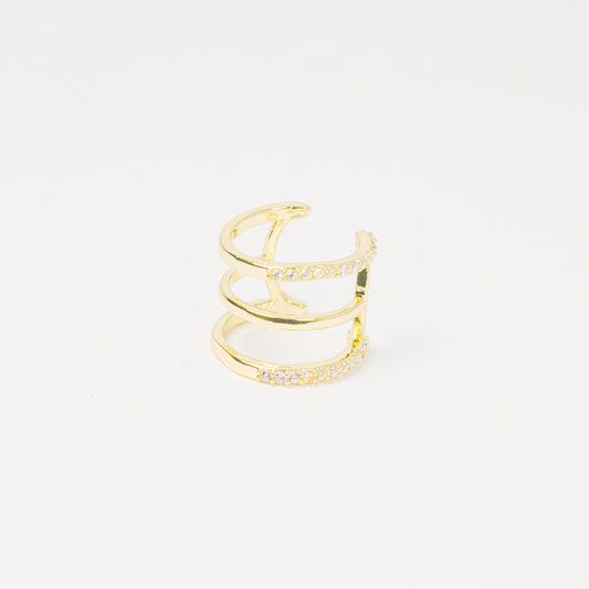 Earcuff dorado 3 niveles