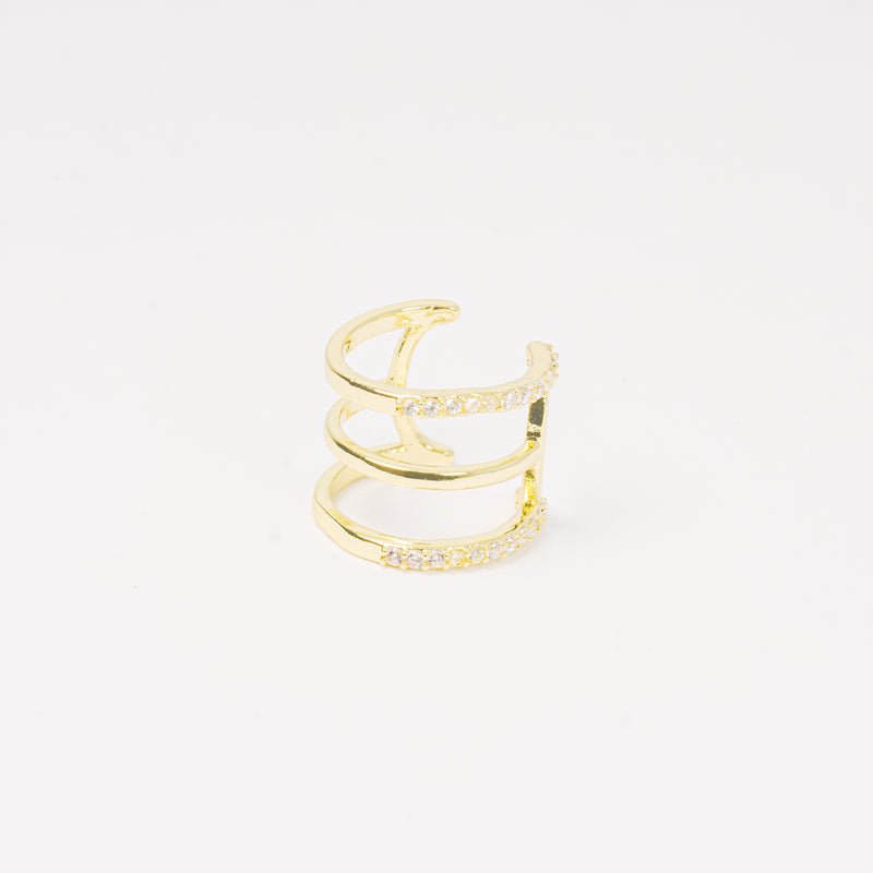 Earcuff dorado 3 niveles
