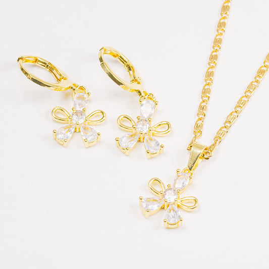 Set Flor Dorado Brillante