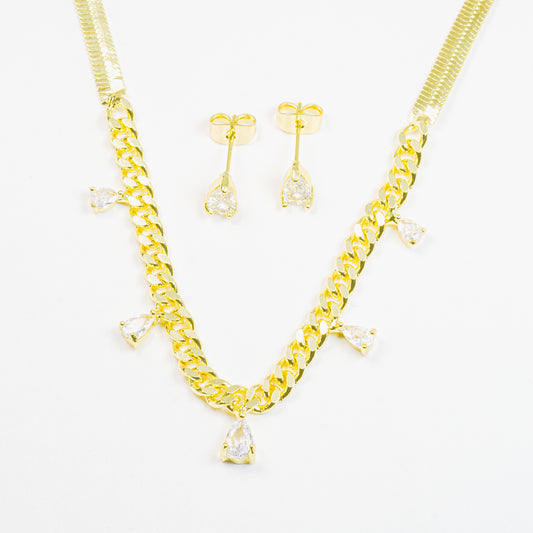 Set Dorado Lágrimas Brillantes