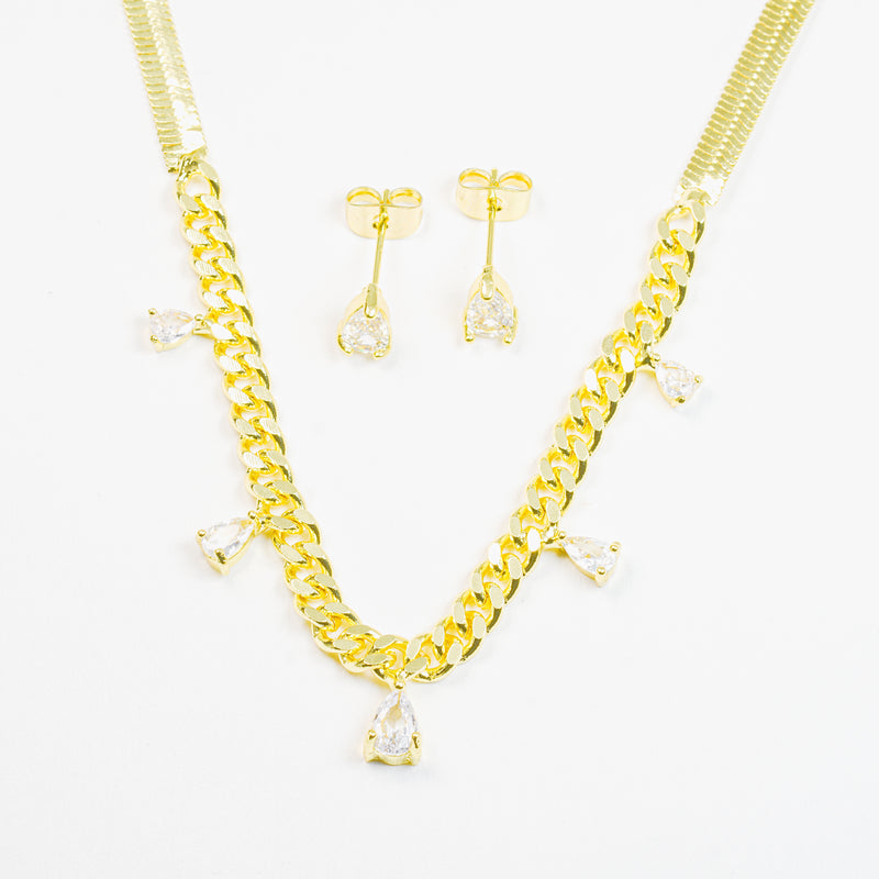 Set Dorado Lágrimas Brillantes