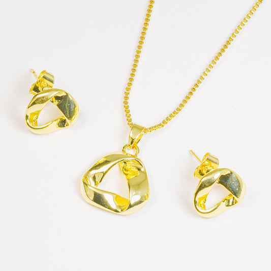 Set Aros Entrelazados Dorados