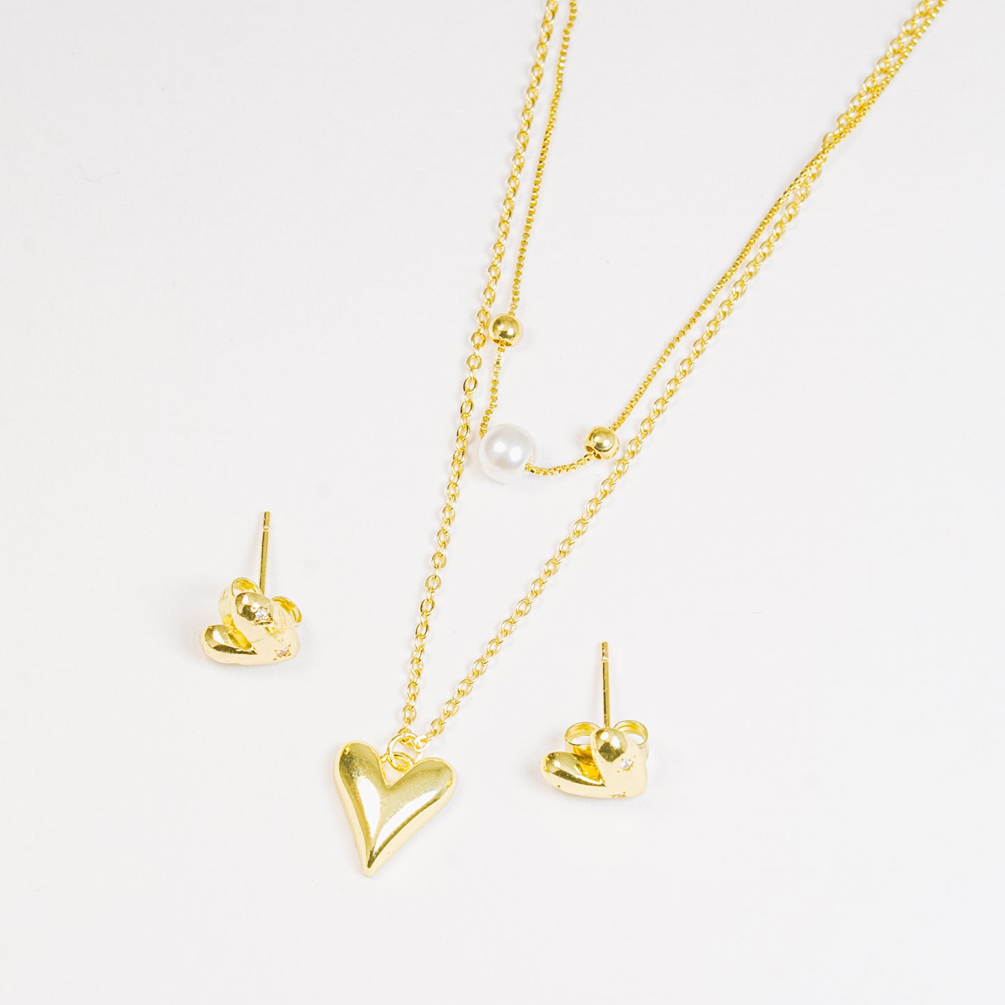 Set Corazón Con Perla