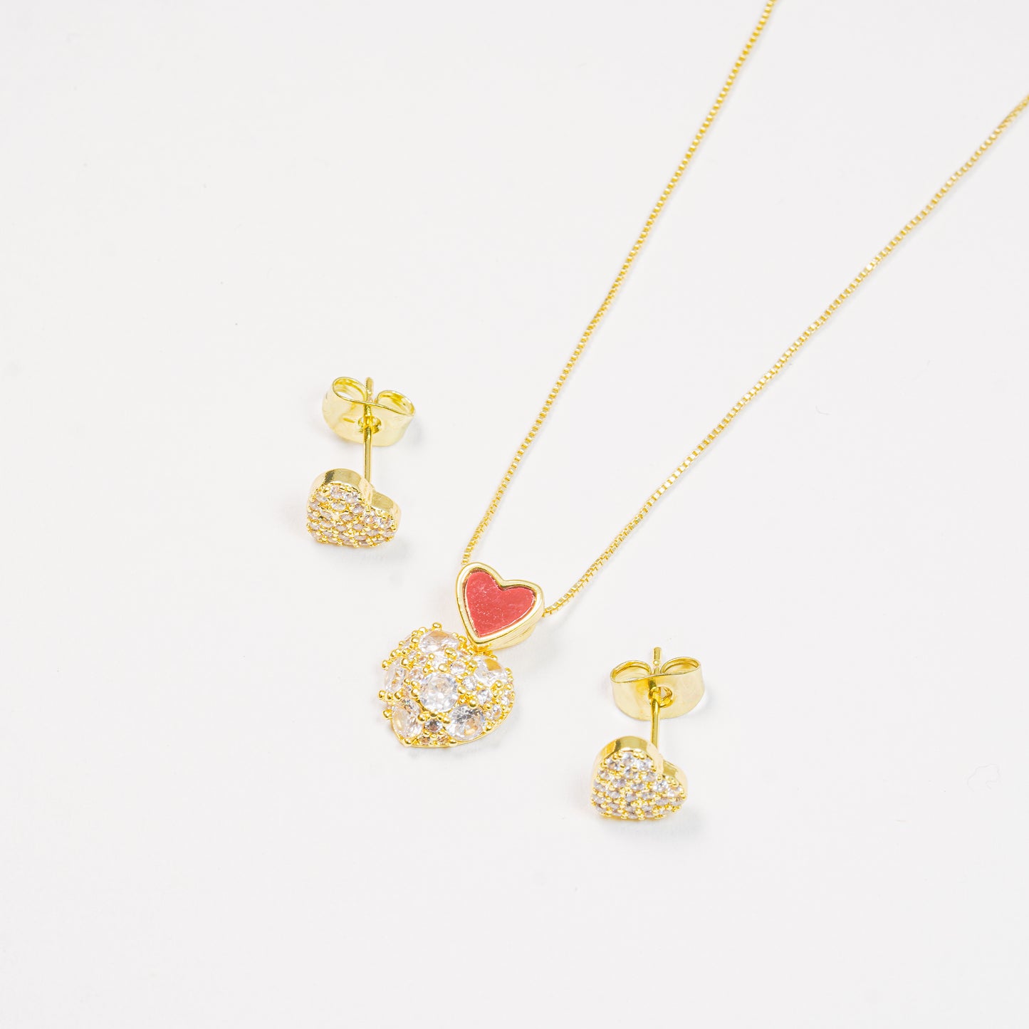 Set Corazón Con Cristales