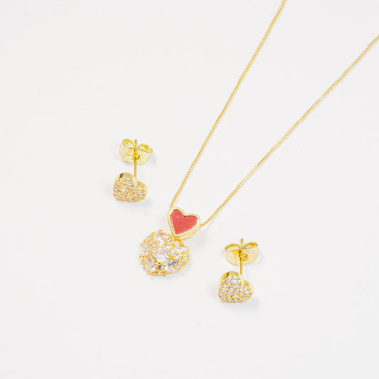 Set Corazón Con Cristales