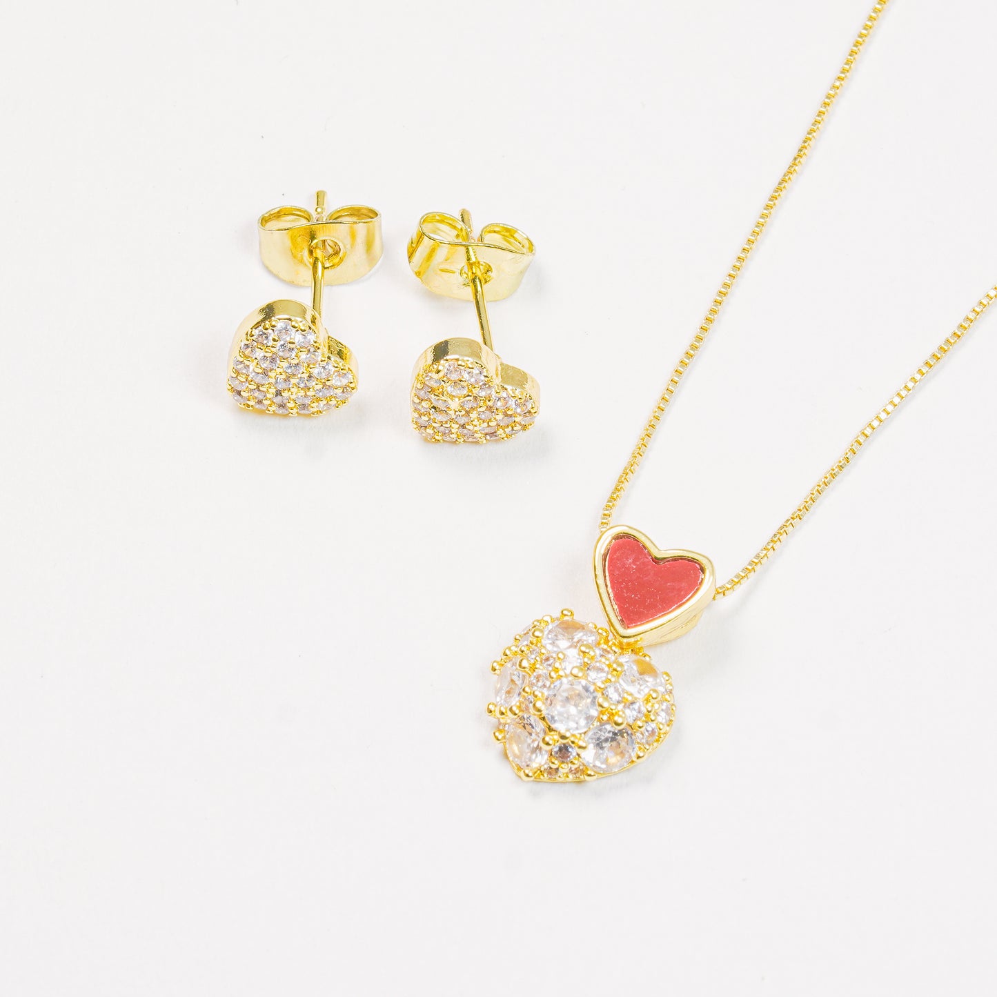 Set Corazón Con Cristales