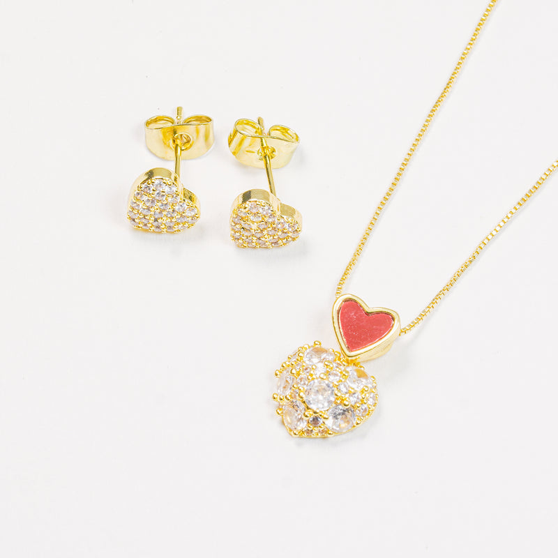 Set Corazón Con Cristales