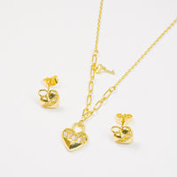 Set Corazón Dorado Con Circones Blancos vista 1