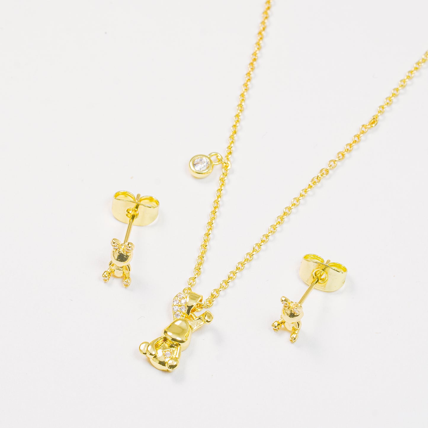 Set Topos Y Collar Conejos Dorados