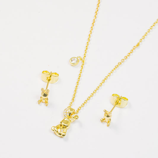 Set Topos Y Collar Conejos Dorados