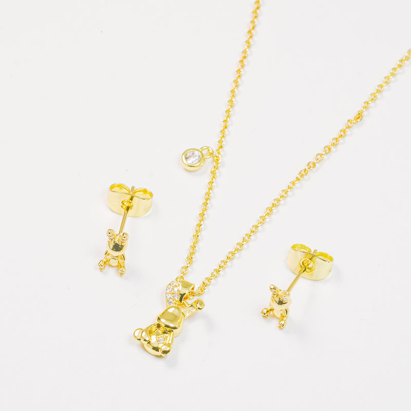 Set Topos Y Collar Conejos Dorados